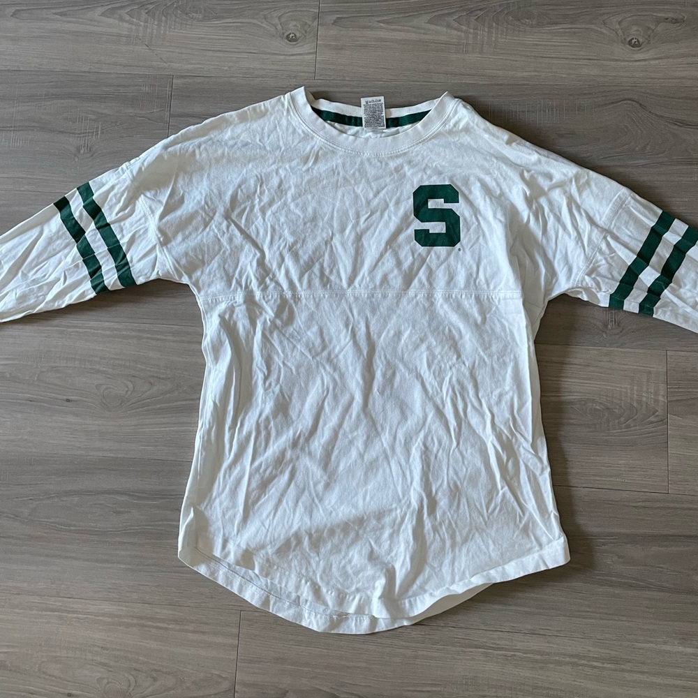 PINK MSU Spartans White Long Sleeve, Small